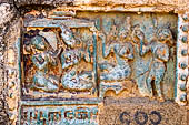 Old Bagan Myanmar. The Mingala Zedi. Well-preserved glazed Jataka plaques. 